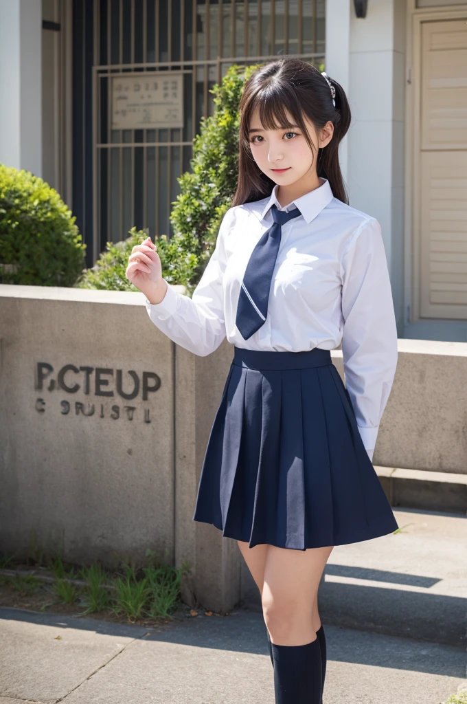high school girl、uniform、D Cup、Long skirt