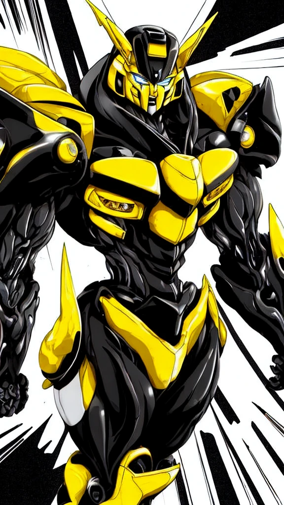 Black and white transformer.. with yellow... Bio-mecha