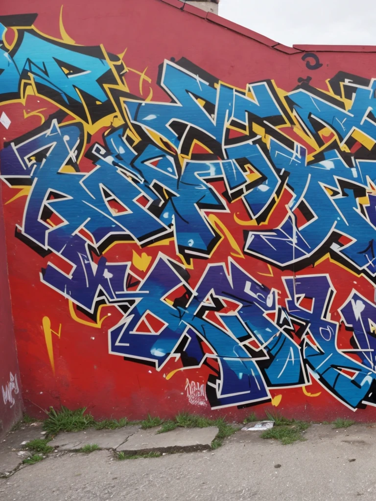 a group of mafia gangs were smoking and drinking. someone vomits against a graffiti background in a corner alley of the city with red highlights