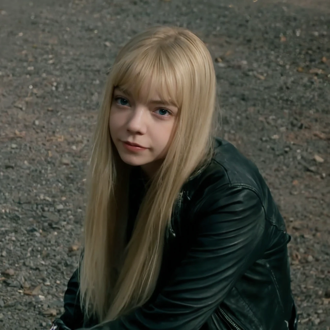 Anya Taylor Joy blonde giving the middle finger smiling
