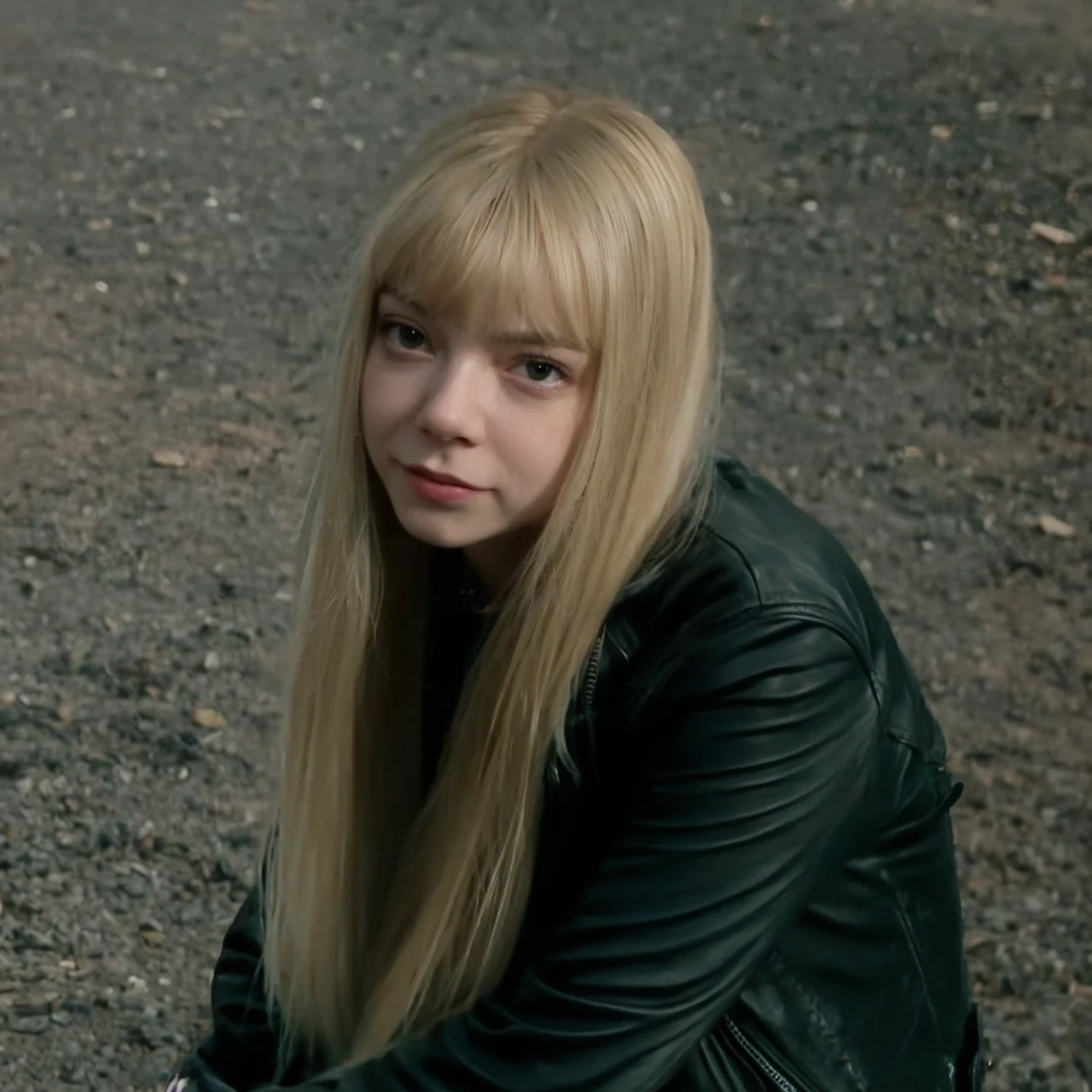 Anya Taylor Joy blonde giving the middle finger smiling 