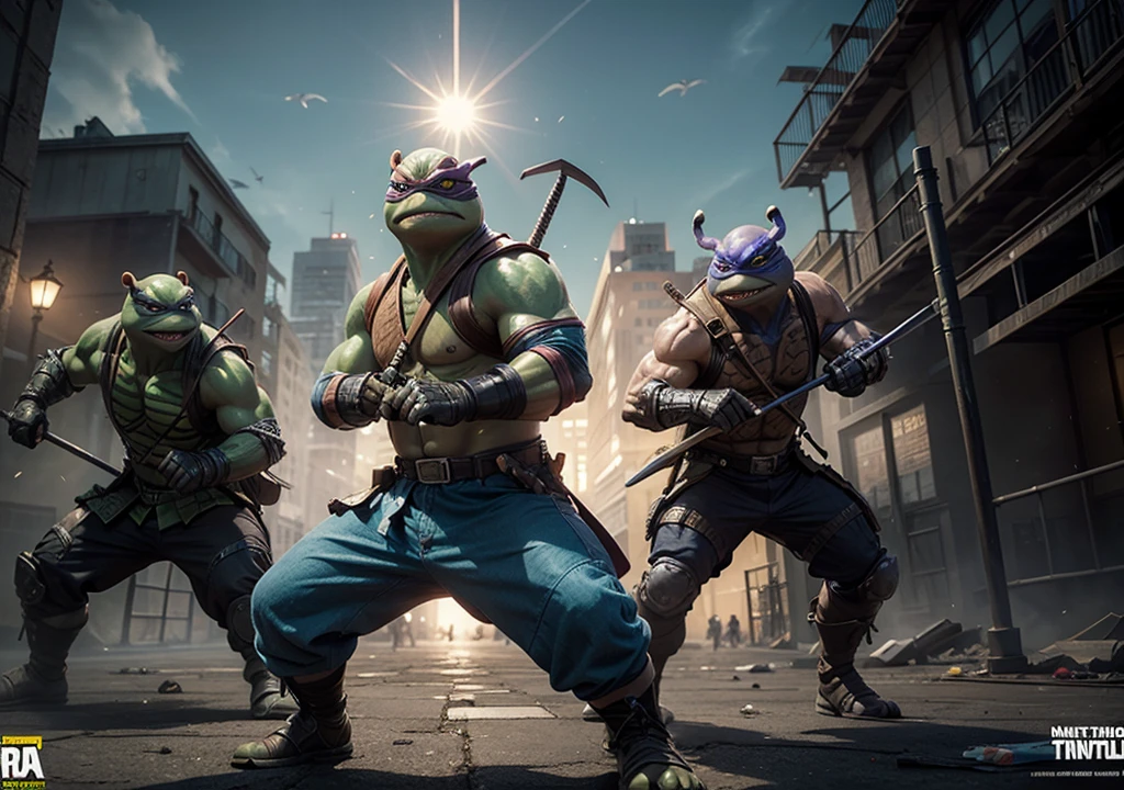 Create an attractive cover for the Ninja Turtles battle royale game championship 
