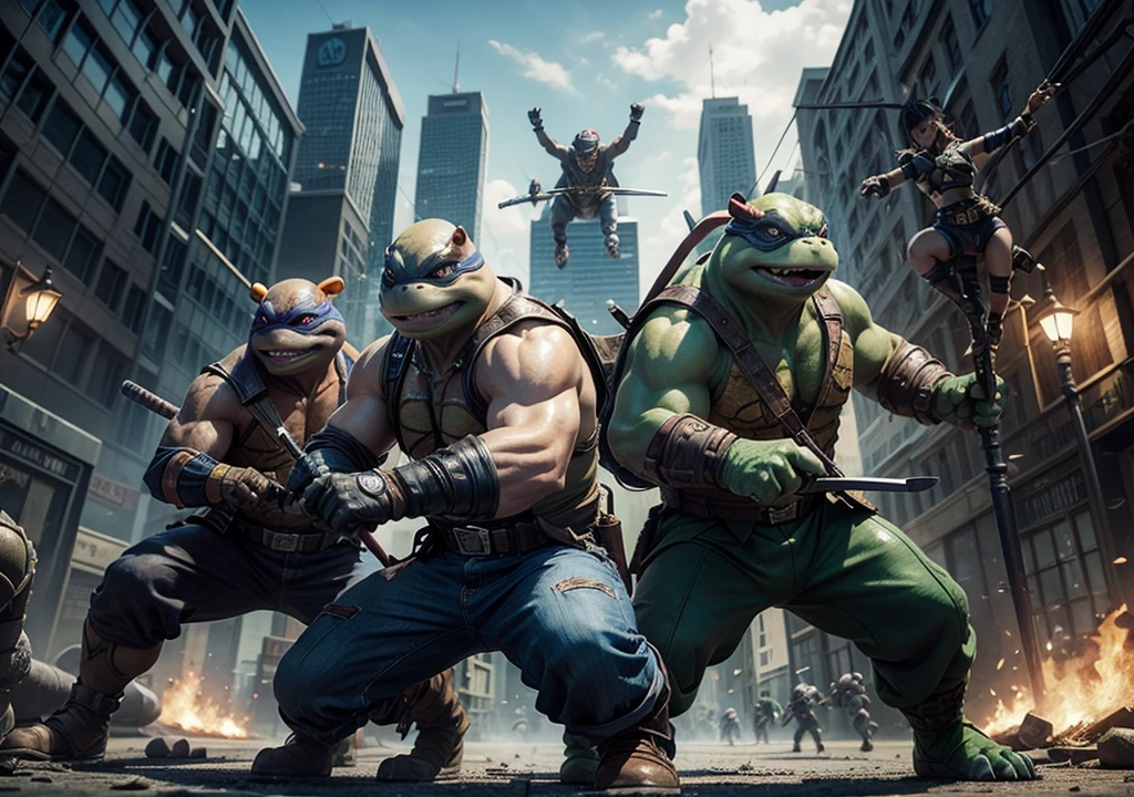 Create an attractive cover for the Ninja Turtles battle royale game championship 