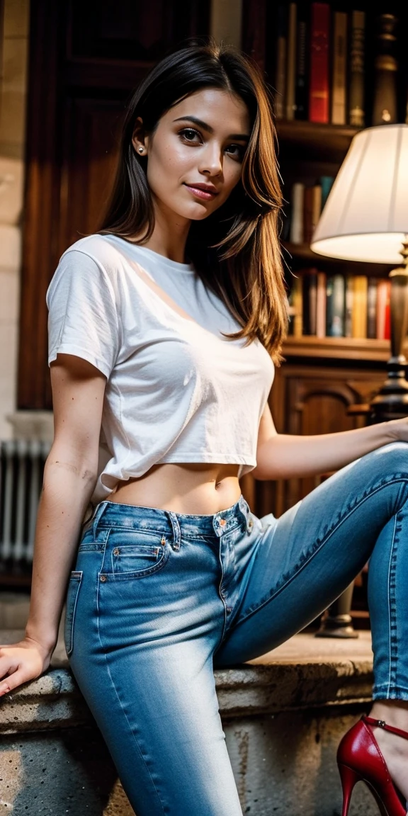 magnifique femme espagnole en jeans qui lui moule le CUL
