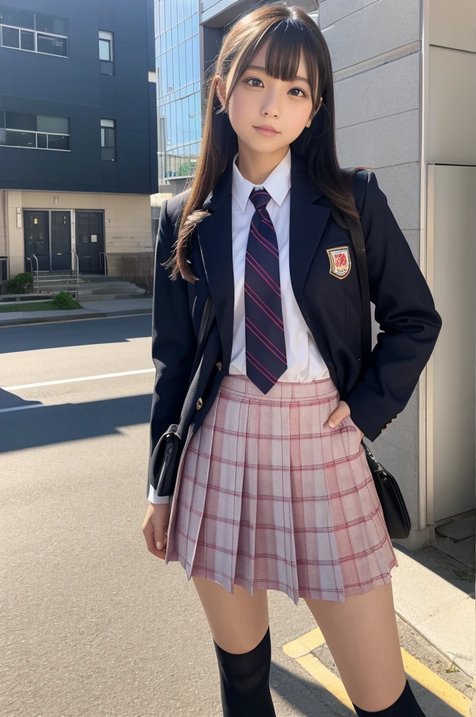 high school girl、uniform、kirt lift