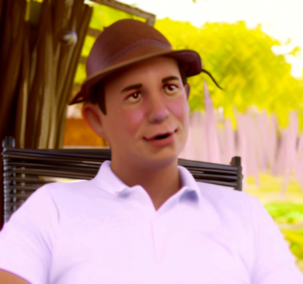 Cartoon character of a man in a hat and white shirt, animation character, stylized character, animation style rendering, 3d stylized, Arnold Maya rendering, Stylized 3D rendering, toon render screenshot, 3d character, 3d character, Stylized 3D rendering, 3D character rendering, cartoon character, Personagem de close up, character posing,  (Pixar-style) (master part:1.2) (bokeh) (best qualityer) (skin detailed) (detailed texture) (8K) (Argilla) (cinematic lighting) (sharp focus
