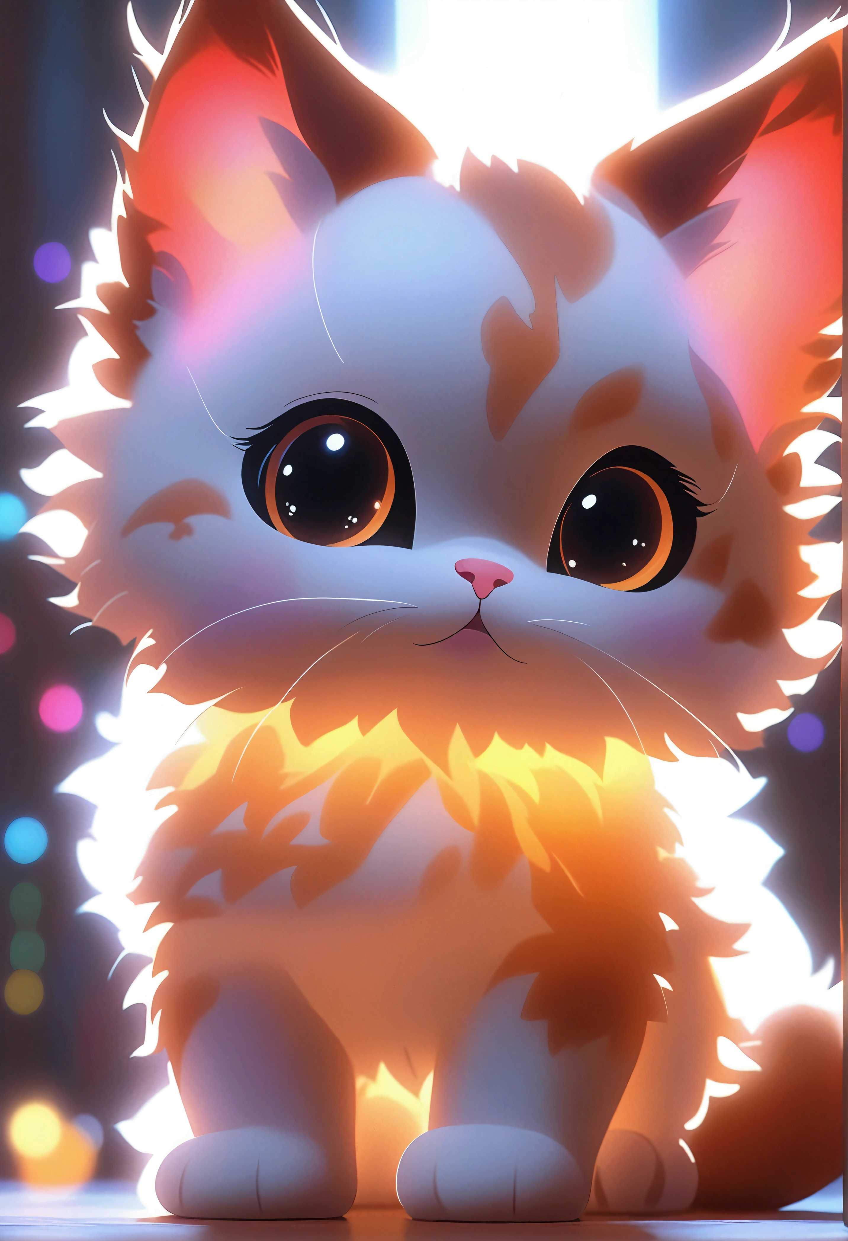 A cute and adorable kitten, extremely detailed,  4k, 8k, masterpiece, best quality, ultra-detailed, highly detailed, stunning lighting, volumetric lighting, dramatic chiaroscuro, soft warm tones, glowing fur, beautiful vibrant colors, intricate texture, hyper realistic, cinematic composition, shallow depth of field, award winning, stunning details, mesmerizing, breathtaking, fantastical, magical, ethereal