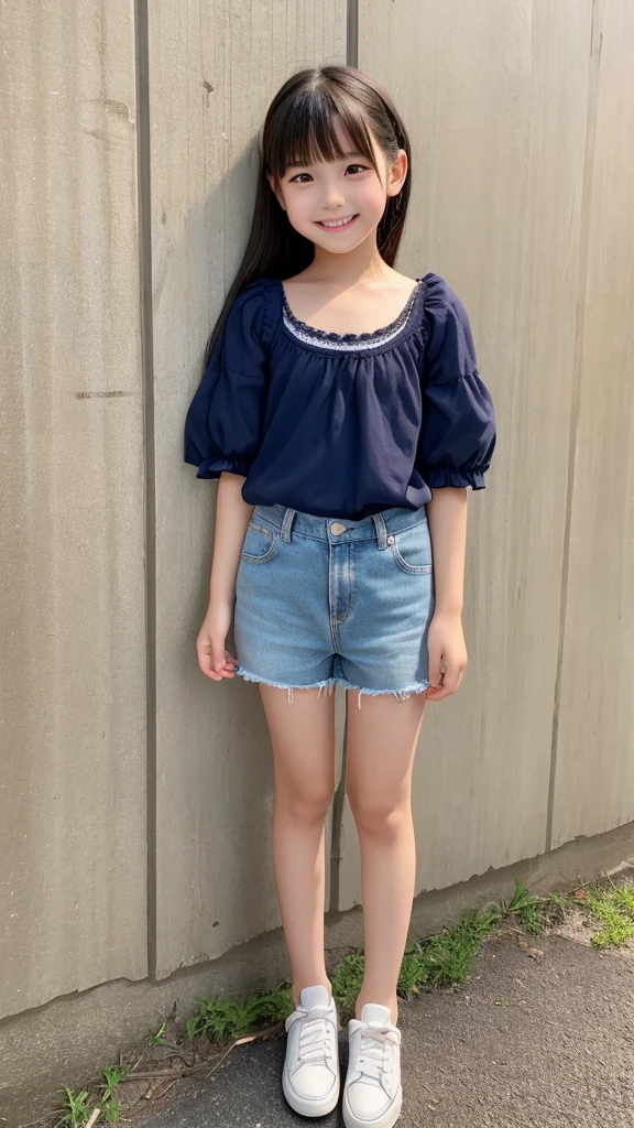 、smile、Shining eyes、stare、camisole、hot pants,Full body portrait、Junior idol