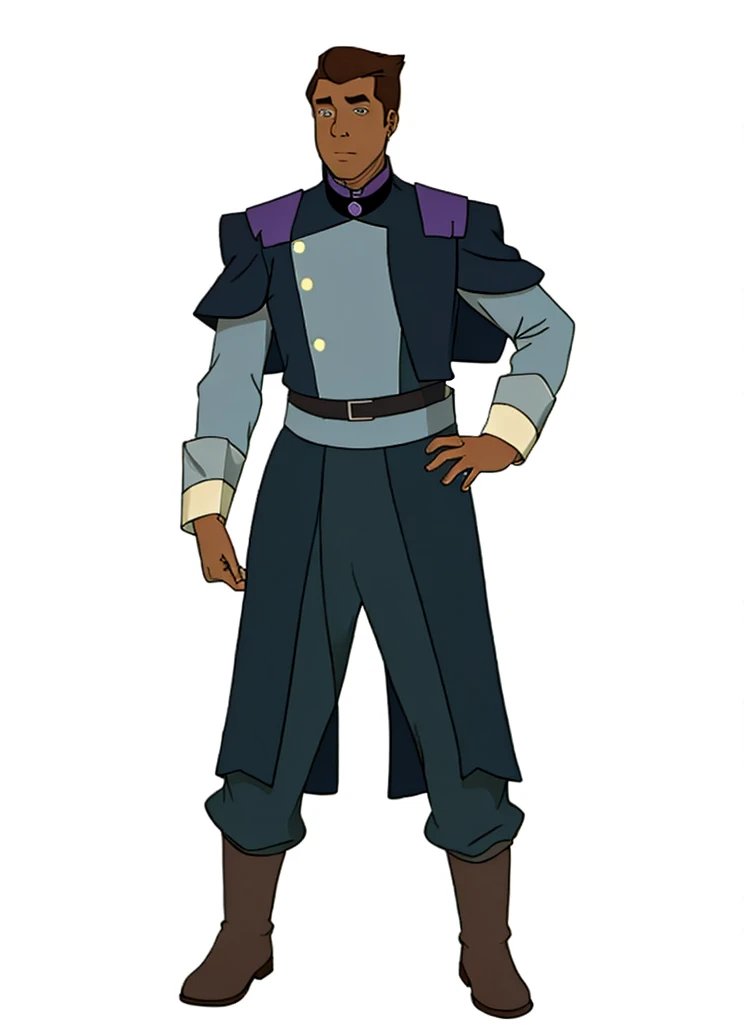 African-American dark-skinned low short hair style, low shaky hair, skinny, low short hair. waist:% A deep blue uniform cloth cloak decorated with white fur

A purple uniform cloth coat with blue long sleeves

A deep blue uniform cloth pants

A pair of dark grey leather arm bands with brown border

A dark grey leather choker with buttons

A purple uniform cloth girdle, dark purple pants 