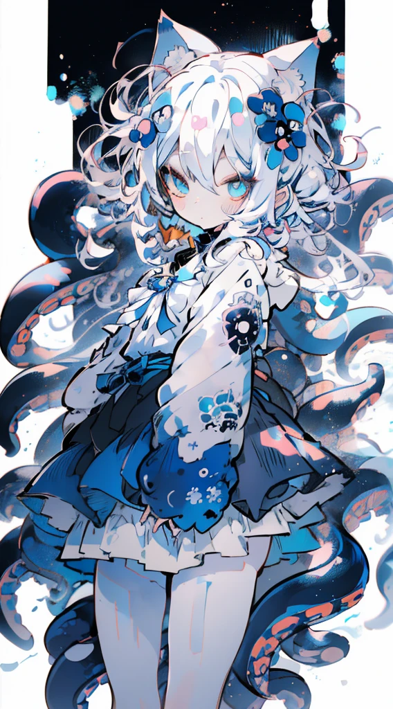 anime girl with white hair and blue eyes wearing a cat ears, anime catgirl, anime girl with cat ears, beautiful anime catgirl, cute anime catgirl, catgirl, girl with cat ears, nyaruko-san, white cat girl, anime cat, anime style artwork, anime style portrait, anime moe artstyle, anime art style