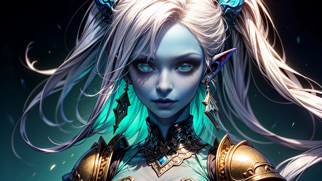 A woman with blue skin, white hair, and an elegant green dress, RPG Stable Diffusion Prompt:
blue skin, white hair, elegant green dress, RPG, High Resolution, Ultra-detail, Vivid colors, lovely, detailled eyes, beautiful detailed lips, realisti, bokeh, studio lighting