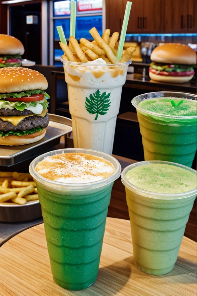 Title: Fern icee Image with 2 frappe and 2 burgers Price $199.90