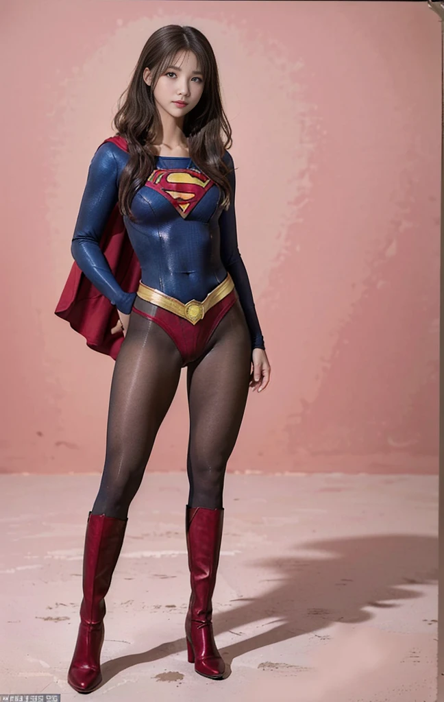 No background、(((Beautiful legs in black tights.)))、(((Legally express the beauty of your smile)))、((((Make the most of your original images)))、(((Supergirl Costume)))、(((Beautiful hair with twin tails)))、(((suffering)))、(((Please wear black tights....、Wear red boots)))、((Best image quality、8K))、((Highest quality、8K、masterpiece:1.3))、(((Preserve background )))、Sharp focus:1.2、Beautiful woman with perfect figure:1.4、Slim Abs:1.2、Wet body:1.5、Highly detailed face and skin texture、8K