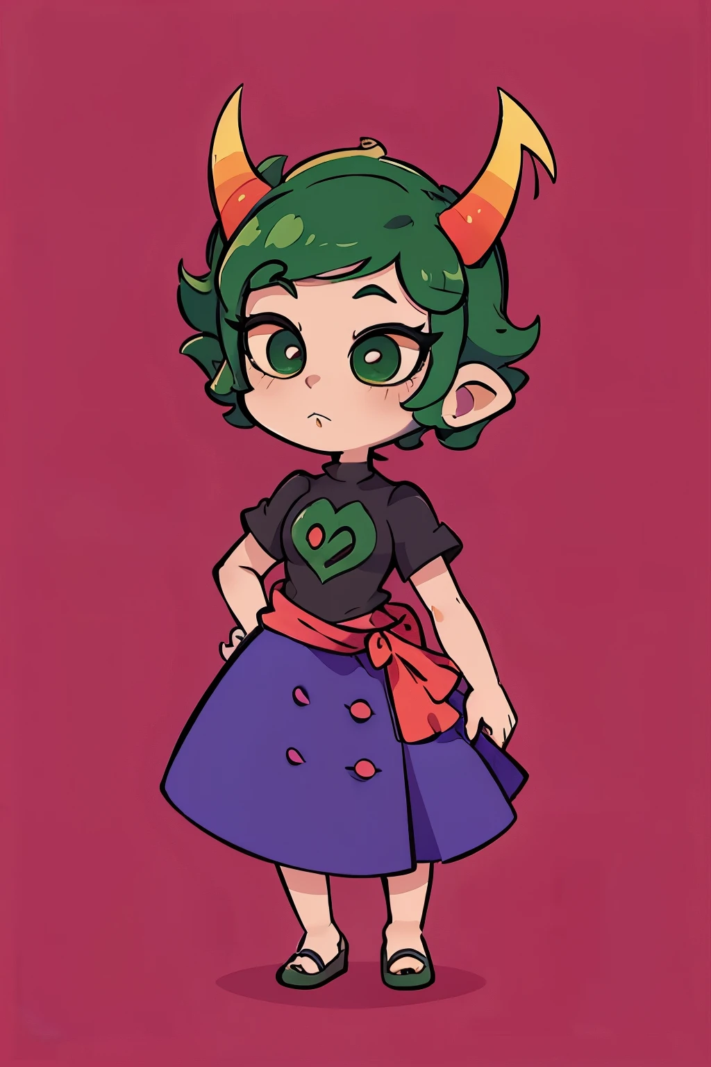 Chibi, cute, Homestuck, kanaya, kanaya Maryam, no background, simple background, simple, cute Homestuck, chibi homestuck, troll, Homestuck troll, troll kanaya, Homestuck troll kanaya, long skirt, troll with horns, troll horns, Homestuck horns, full body, skin tight skirt, tight long skirt