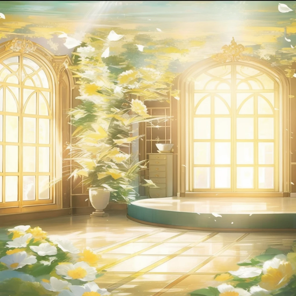 dance hall background, arte de fundo deco palace, Anime beautiful peaceful scene, Personal room background, elegant environment, The sun shines Through the windows