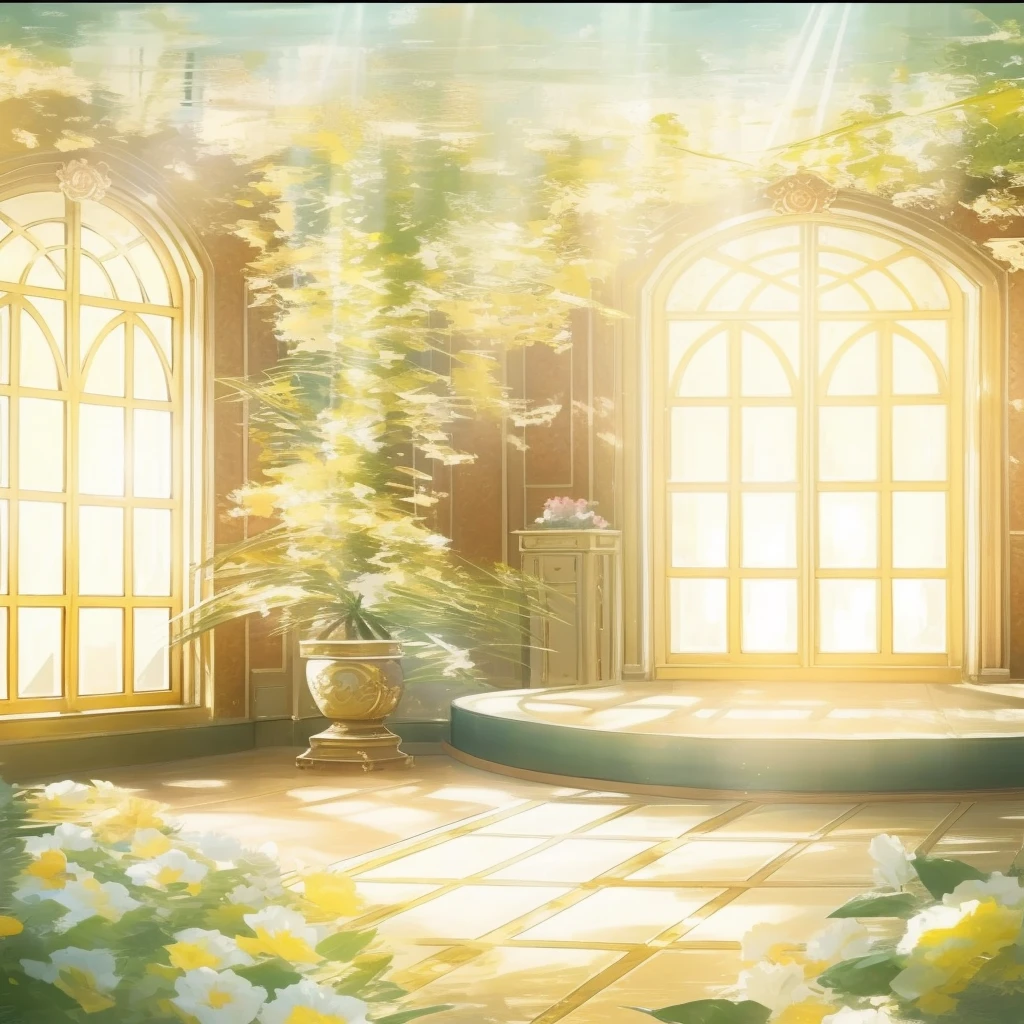 dance hall background, arte de fundo deco palace, Anime beautiful peaceful scene, Personal room background, elegant environment, The sun shines Through the windows