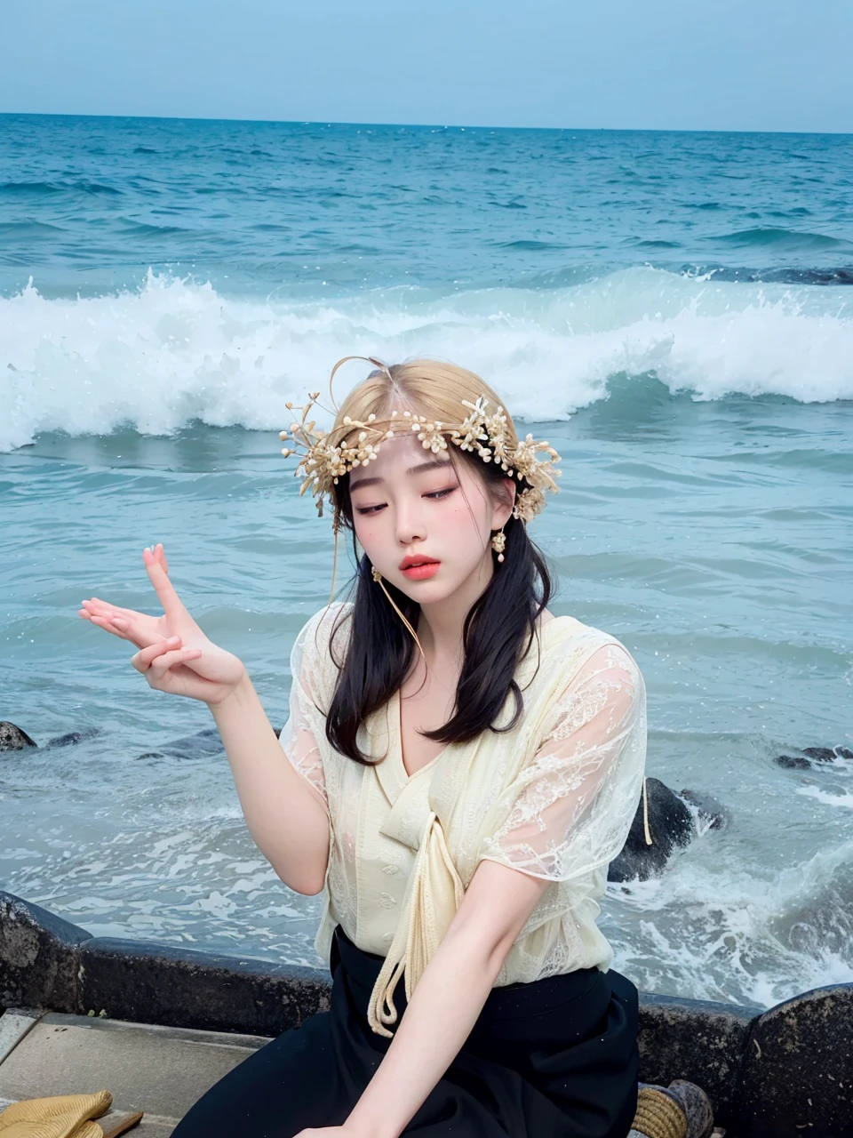 8k ultra high res, beautiful and aesthetic, masterpiece, best quality, (photorealistic:1.4), in the dark, deep shadow, low key, upper body, 1girl, in a japanese shrine, (praying with eyes closed:1.3), medium hair, kimono, fashion photography, bokeh, depth of field:1.3,