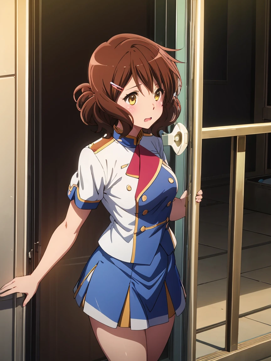 1 Girl,Cowboy Shot,Skirt flip,White lace panties,高qualityのアニメ、High resolution, Kumiko、Tabletop,band uniform,sunfes marching band uniform,[3D Images:1.5],[[Attractive eyes,Fine grain、Shining Eyes, colorfulな目:1.15],whole、Looking at the audience,8K images,Cute Anime Girl, 茶colorの目, Black Hair, bangs, Long Hair, Dark Skin, Hair Clip, White shirt, Blue Skirt, No socks, School boots, 黄前Kumiko, masterpiece, Portraiture, Official Art, One girl, high school girl, Summer clothes, Black Hair, 茶colorの目, 褐colorの肌が幸せ, club room, Sitting, Amazing visuals, High resolution,masterpiece,Highest quality,, 15 years,young woman,beautiful指,beautiful長い脚,beautiful体,beautiful鼻,beautifulキャラクターデザイン, Official Art,非常に詳細な CG ユニティ 8K 壁紙, Perfect lighting,colorful, bright_front_face_Lighting,Shiny skin, (masterpiece:1.0),(Highest_quality:1.0), 超High resolution,4K,Super detailed, photograph, 8K, High resolution, High resolution, Absurd:1.2, コダックポートの場合teeth 400, Film Grain, Blurred Background, Bokeh:1.2, Lens flare, (Vibrant_color:1.2), (beautiful_face:1.5),(narrow_Waist), ,Browsing Caution, From behind, I had already finished, Under the skirt, Recall, Green panties, Camel Toe, blush, 笑face, teeth, teeth focus,alone, grabbing own teeth, huge teeth, Spread your legs,Staring. Audience, On my knees, (Perfect hands, Perfect Anatomy),