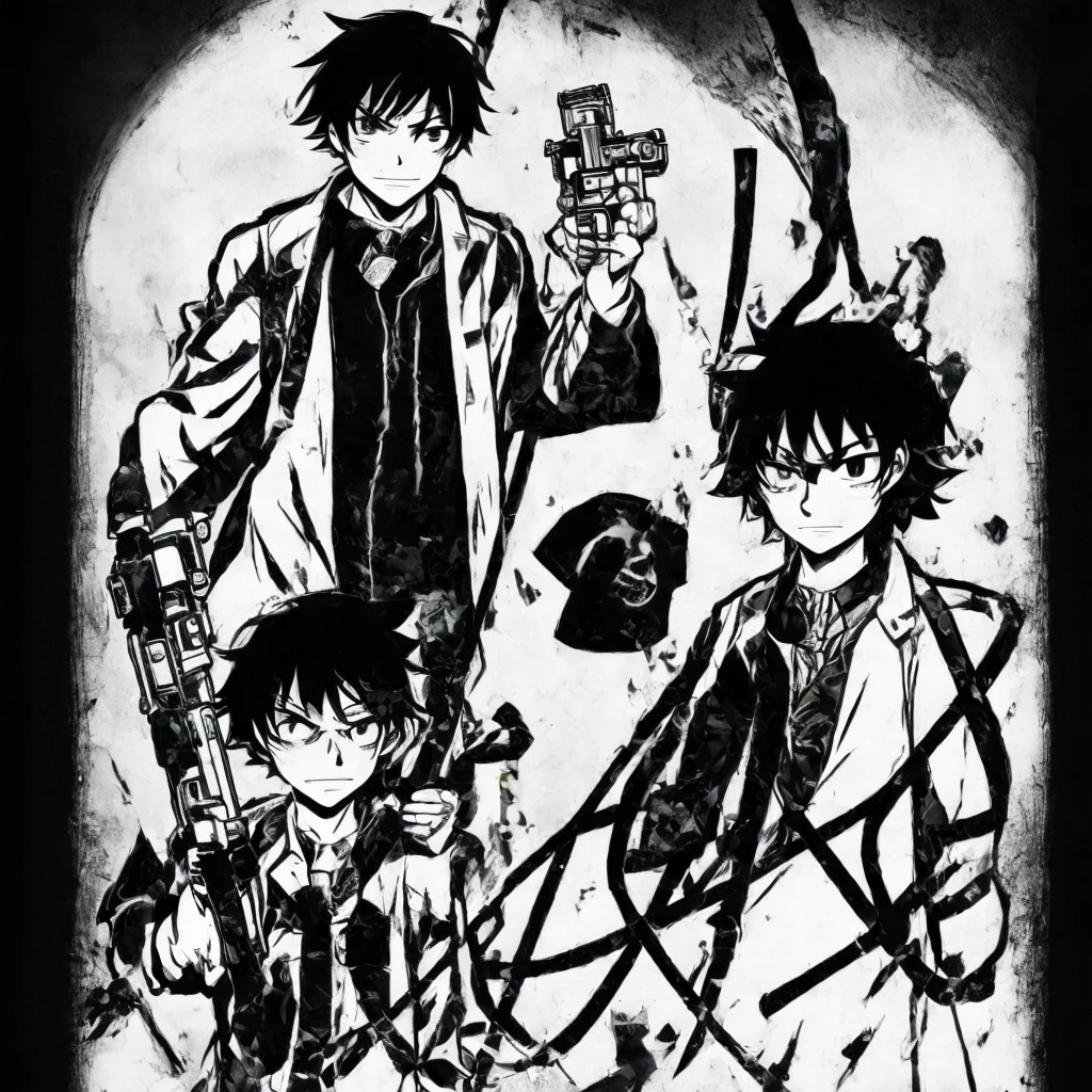 drawing of a depressed boy with a gun and a backpack, a picture inspired by Okumura Masanobu, trends on pixiv, under art, Murdoc Nicals, gapmoe yandere, 2d anime style, izuku midoriya, an angry teenage killer, Otaku de Ganga, Irish horrors, akane owari danganronpa
