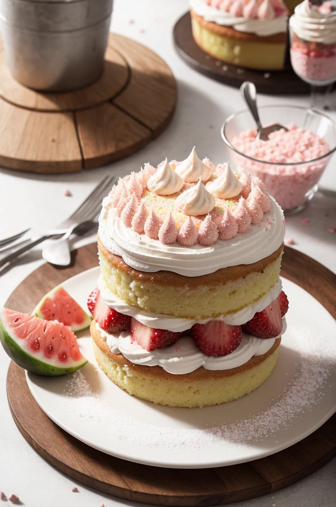 Fluffy cake with guava sprinkles