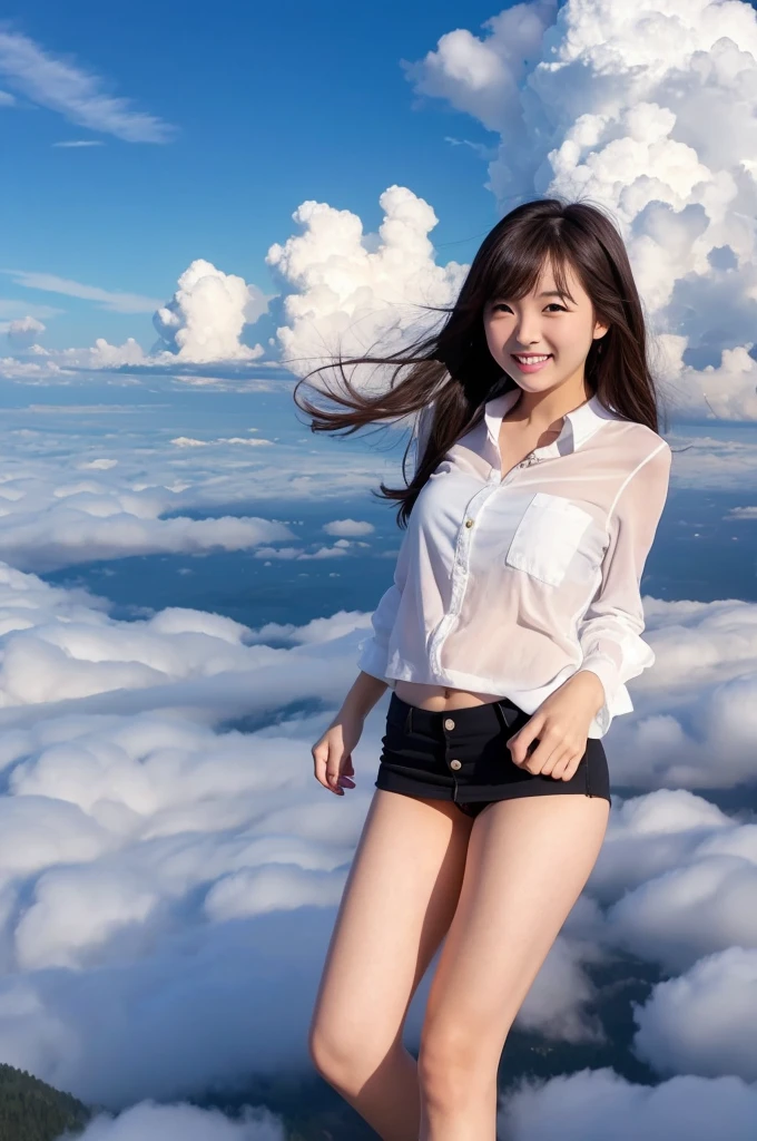 Idol smile Miniskirt Panty shot Sea of clouds at your feet