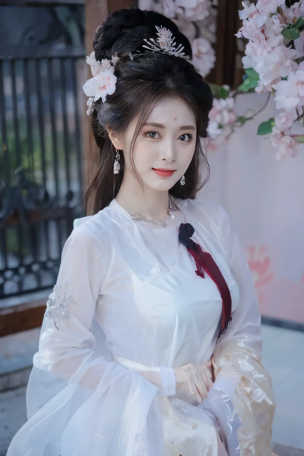 in pink，cleavage，underdressing