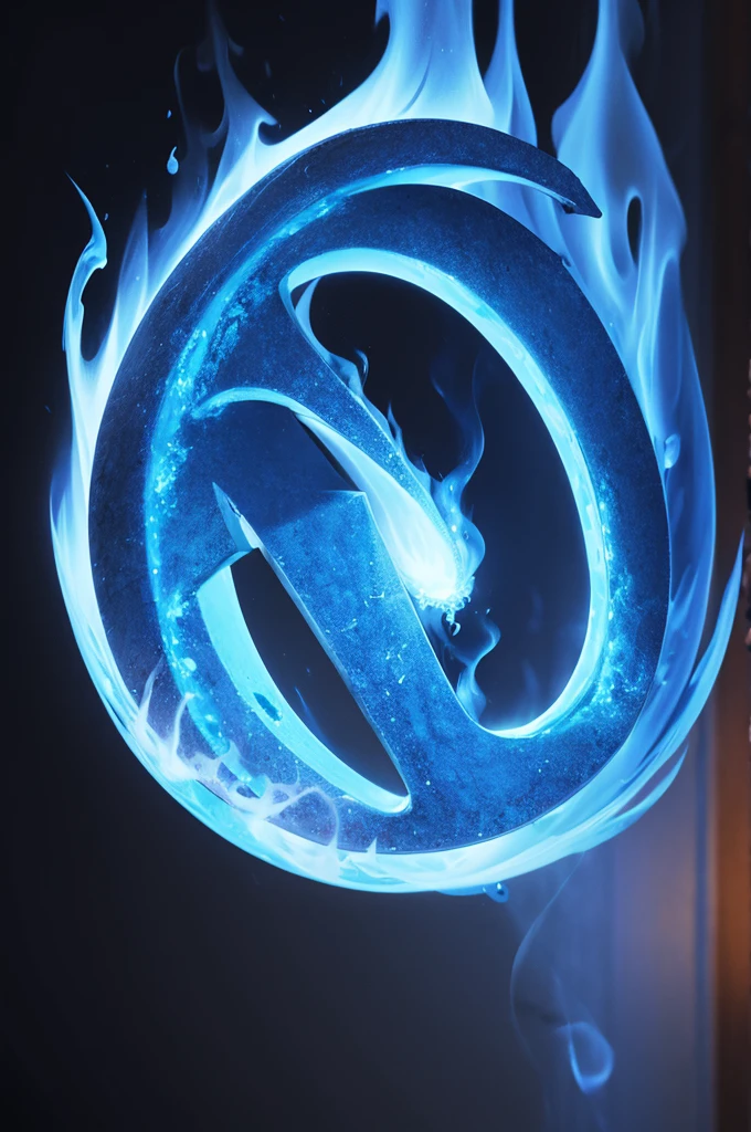 the word blue written in flame