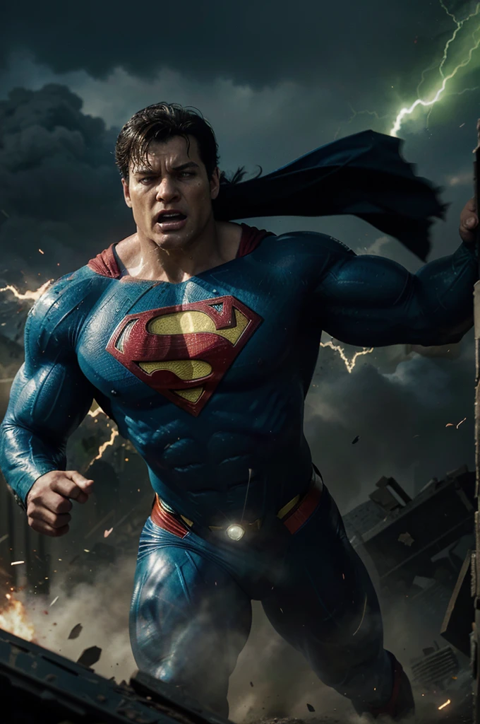 Create a 4K resolution image of an epic clash between two iconic superheroes: Superman, the epitome of Kryptonian strength and power, and the Hulk, an embodiment of raw, gamma-fueled rage. The battleground could be a bustling metropolis, a desolate wasteland, or even the outer reaches of space, each setting adding its own dramatic flair to the encounter. Superman, clad in his signature blue and red suit, soars through the air, his cape billowing behind him, while the Hulk, his green skin rippling with muscles, charges forward with unstoppable momentum. Their fists collide in a thunderous impact, sending shockwaves that ripple through the air. The surrounding environment bears the scars of their battle, with buildings crumbling, cars flipping, and debris flying in all directions. The facial expressions of both heroes convey the intensity of their struggle, Superman's determination etched in his jawline, and the Hulk's ferocity evident in his furrowed brow. The overall atmosphere is one of electrifying energy, superhuman power, and the clash of two opposing forces.
Additional details:
Superman's heat vision could be depicted as a glowing beam emanating from his eyes, while the Hulk's gamma radiation could be seen as a greenish aura surrounding his body.
Civilians could be caught in the crossfire, adding an element of urgency and the need for the heroes to protect the innocent.
The battle could be framed from a variety of angles, capturing the action from different perspectives and showcasing the power of each blow.
Here are some additional prompts that you can use:
Create a 4K image of Superman using his super speed to dodge the Hulk's attacks, leaving a trail of afterimages in his wake.
Design a 4K image of the Hulk using his immense strength to lift and throw heavy objects, such as cars or boulders, at Superman.
Illustrate a 4K image of the battle reaching its climax, with Superman delivering a decisive blow that sends the Hulk crashing to the ground.
