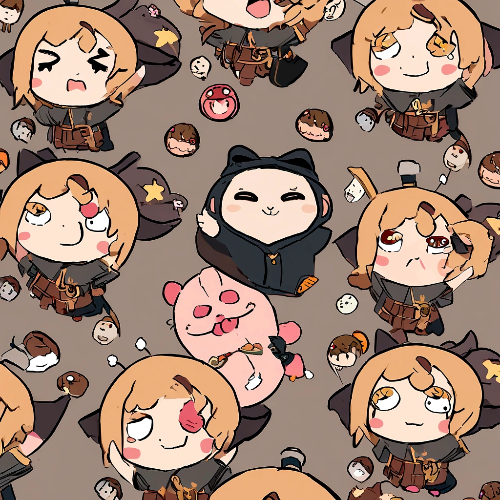 Funny stickers cute action digital art