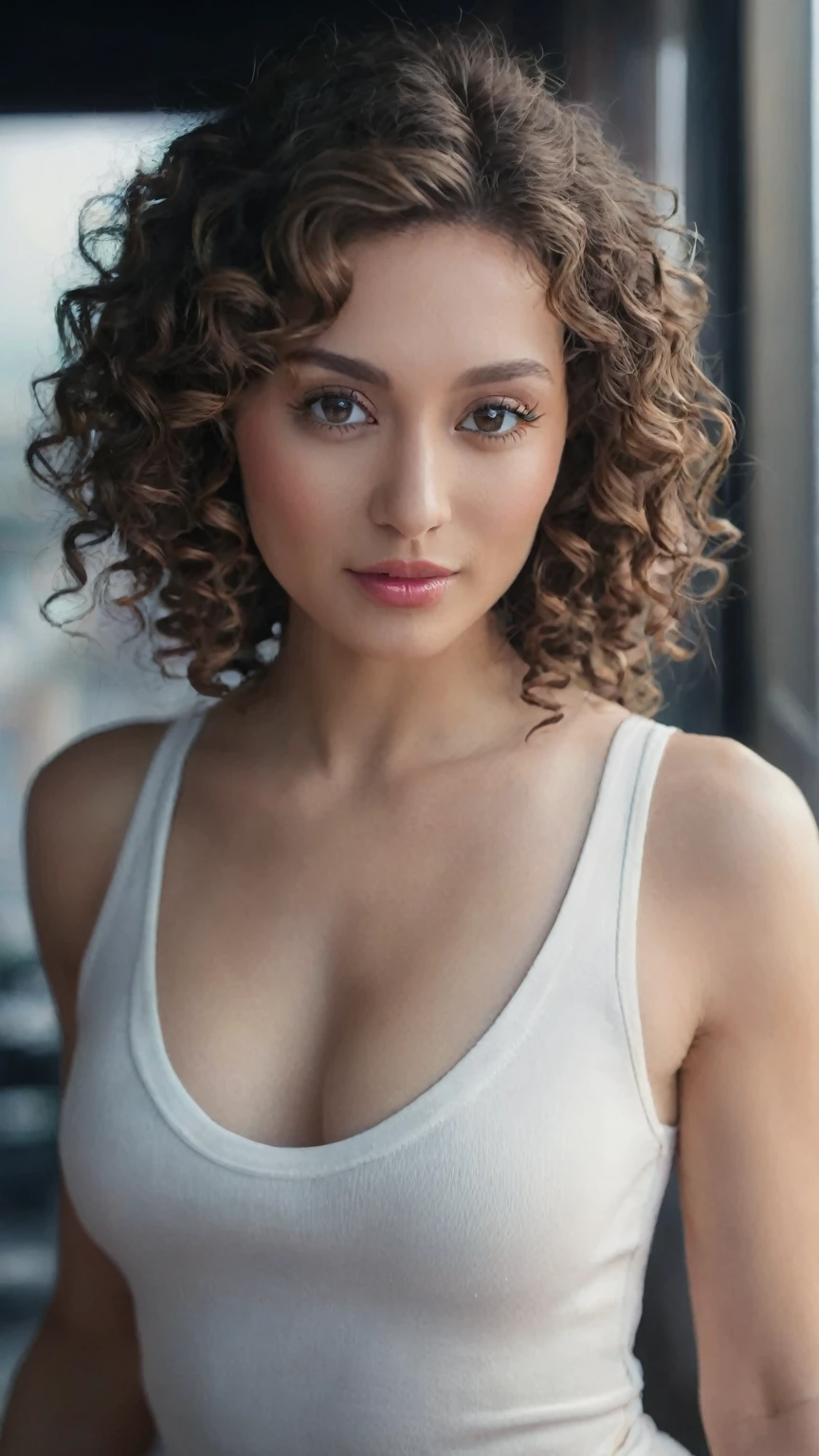 sexy woman with curly hair