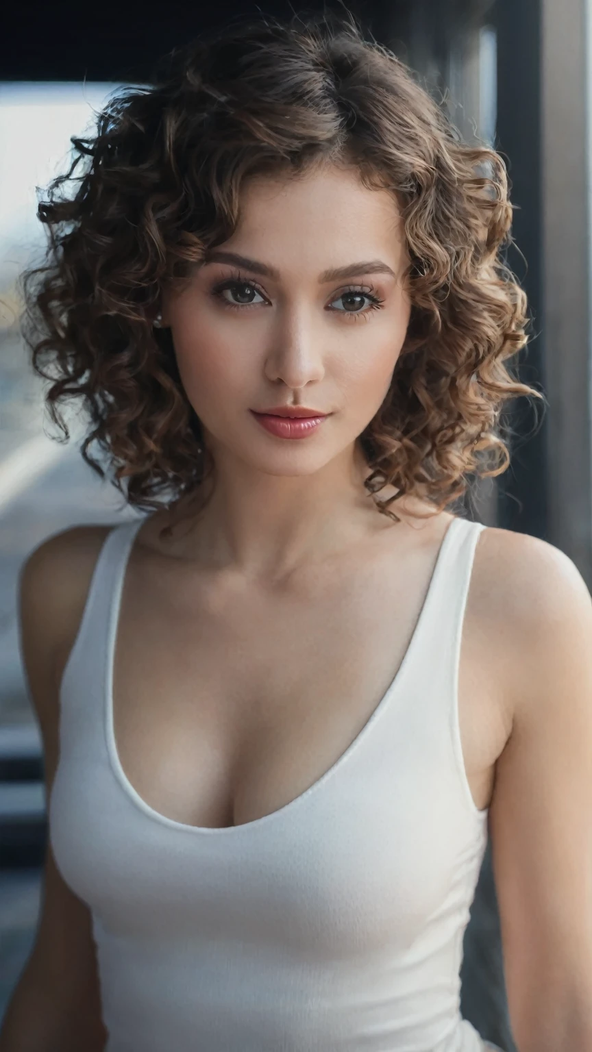 sexy woman with curly hair
