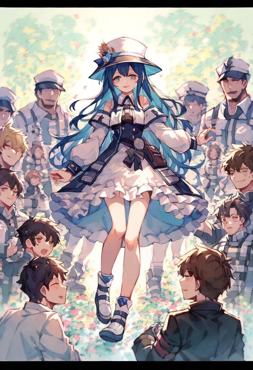 NSFW,(masterpiece),(Highest quality:1.0), (Ultra-high resolution:1.0), Detailed illustrations, 8K, anime, masterpiece, He has a wide blue hat on his head, Detailed hat, Highest quality,(Unconventional persons:1.2), Letterbox, (Arknights), A pair of girls and boys, Best,(KBXLL-san:0.5), anime style, pussy in penis,Sex,Vibrant,Embarrassing,Ahegao,Leg spread,sit,pussy juice,Sex,creampie,ejaculation,Semen all over the body,