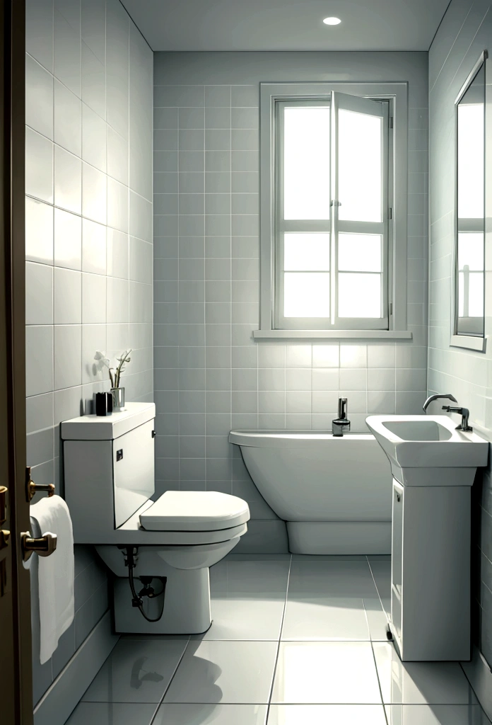 standard bathroom wall, ultra realisitic, Simple style, chic