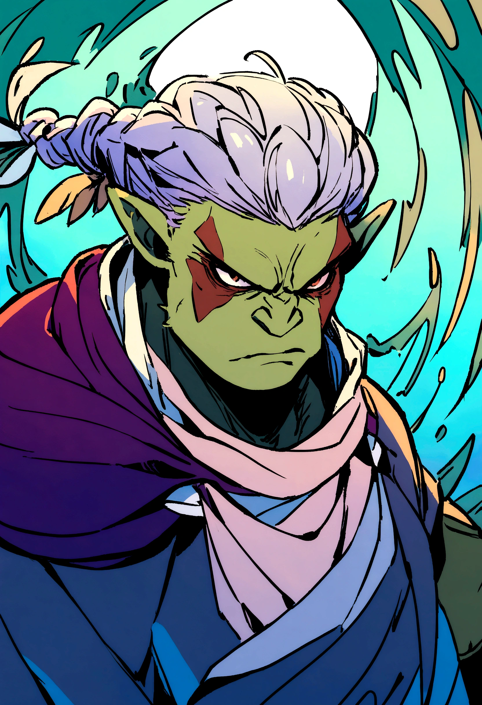 Half-Orc with braided hair