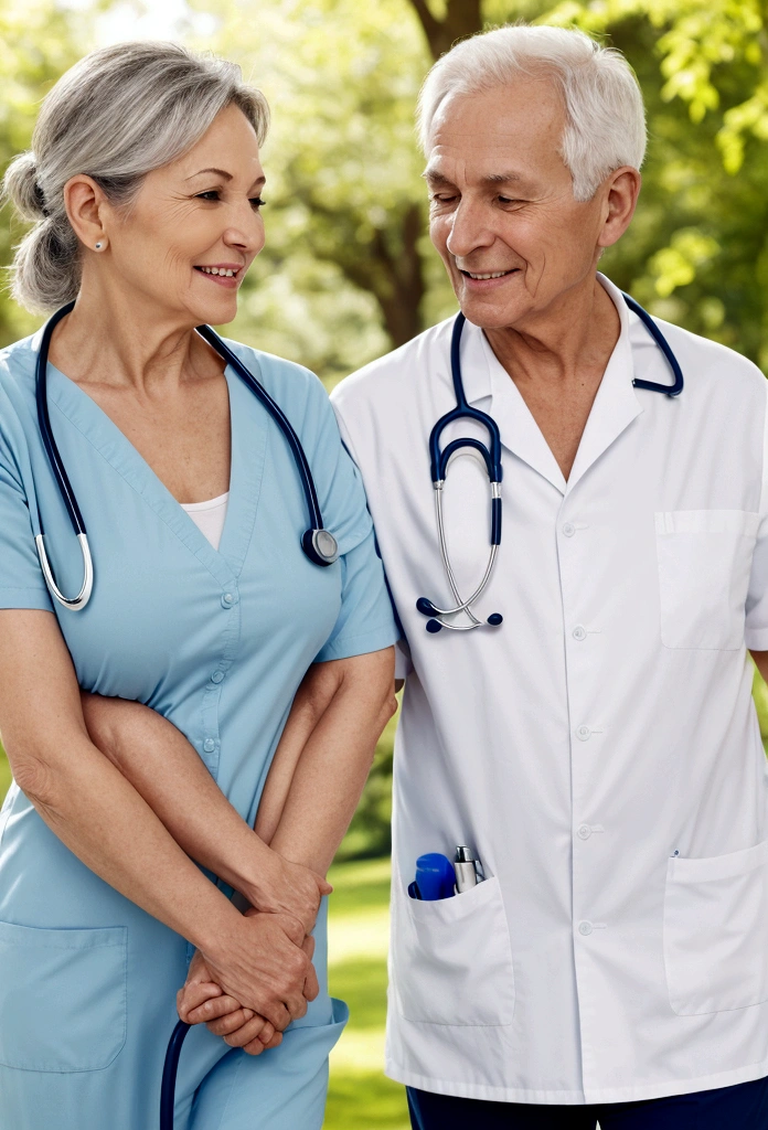 Create an image for a product that is designed to treat hypertension. Show a happy and healthy middle-aged or older person engaged in physical activity, such as a walk in the park or yoga. Use a calm colour scheme (blue, green, white). Add medical context (stethoscope, cardiogram) and scientific elements (molecular structures, blood pressure graph). Include a short text block with the main benefits of the product: "Reliable treatment of hypertension", "Provides stable blood pressure", "Improves quality of life". The image should evoke a sense of hope and confidence in the consumer, emphasising the reliability and professionalism of the product.