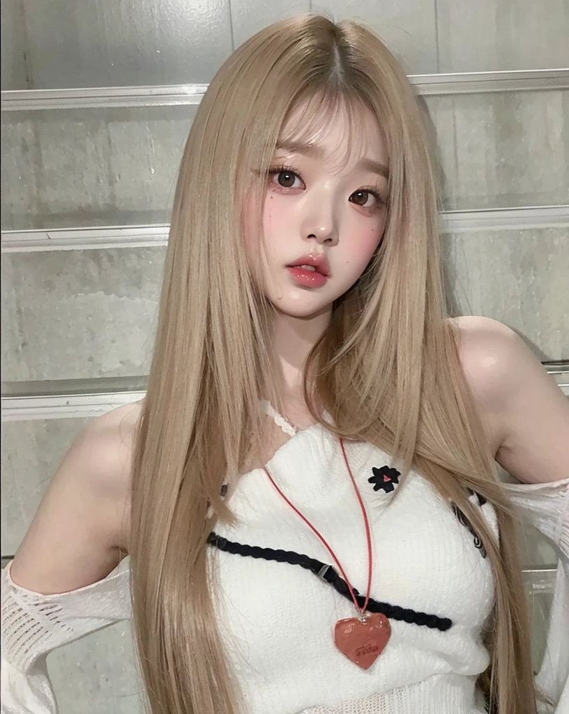 Wonyoung from IVE face, foto realista, ultra HD, 8k, big juicy lips