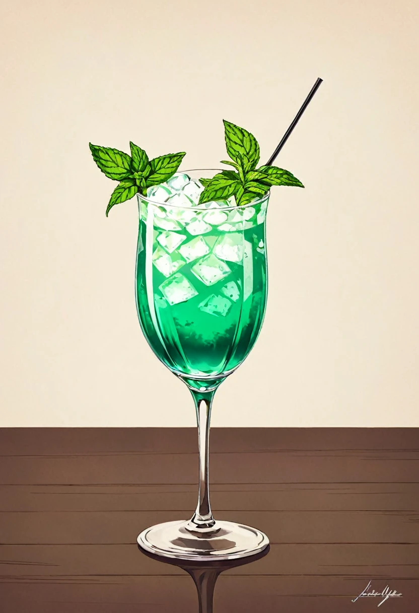 Picture a retro-a glass of Elegant Sophisticated Retro Mint Julep cocktail