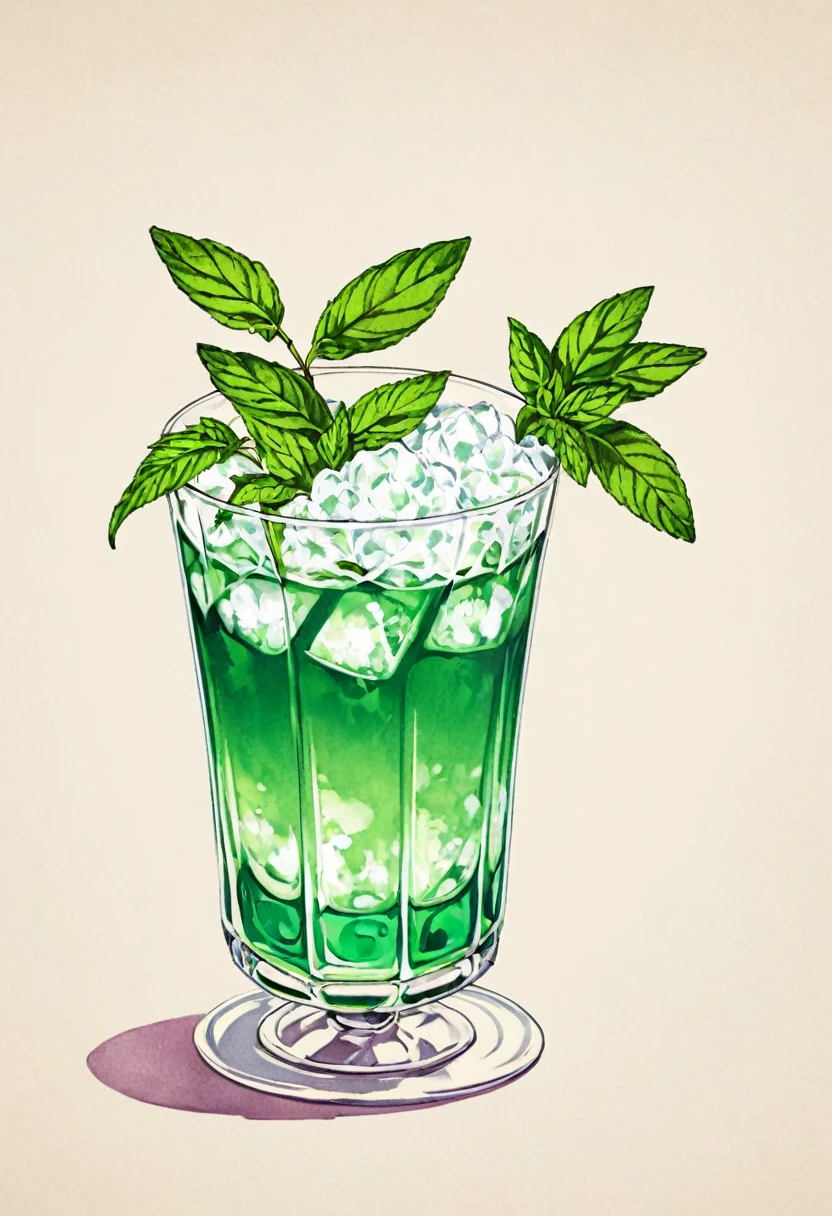 Picture a retro-a glass of Elegant Sophisticated Retro Mint Julep cocktail