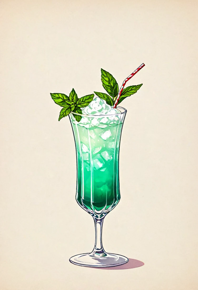 Picture a retro-a glass of Elegant Sophisticated Retro Mint Julep cocktail