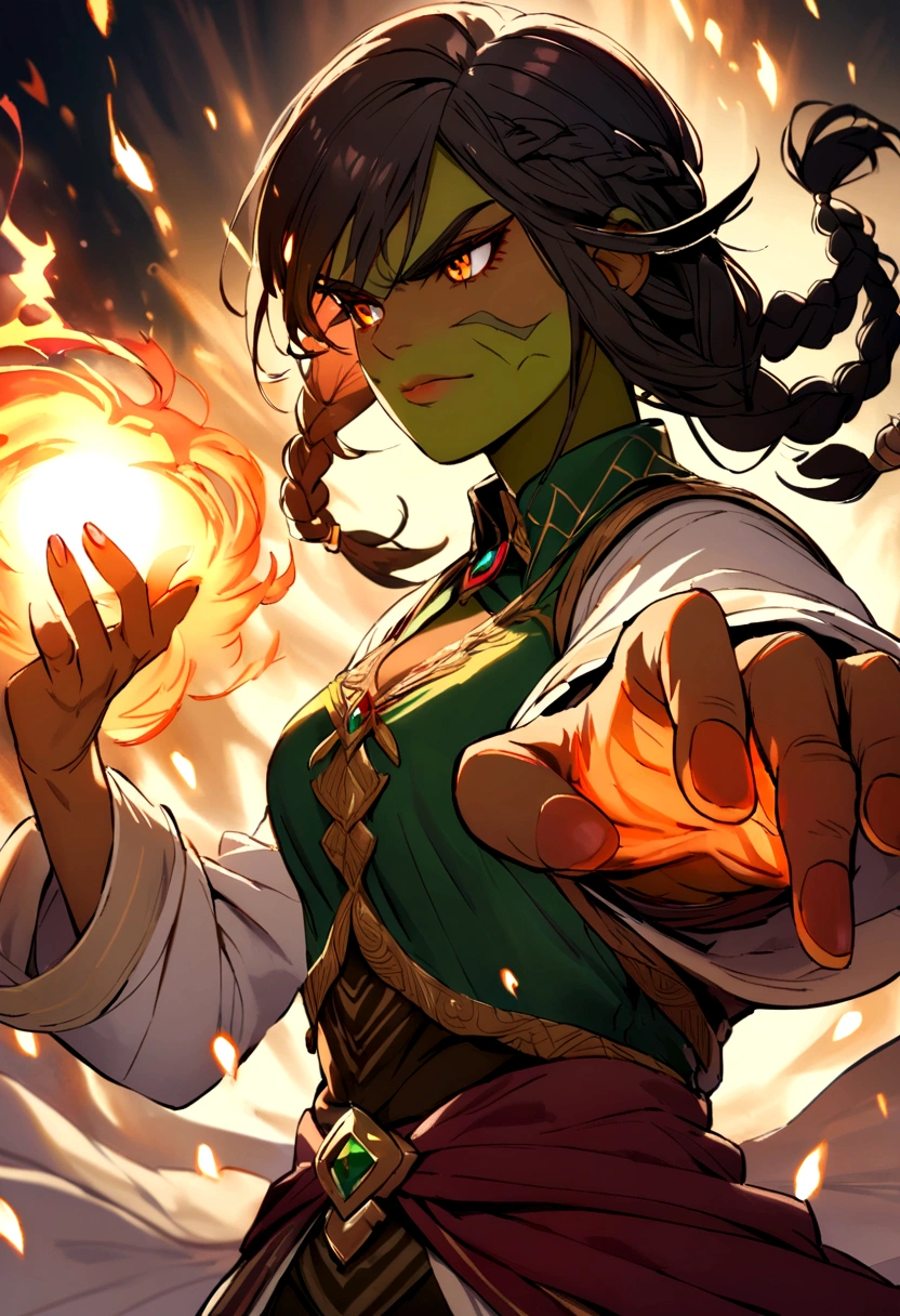 Half-Orc with braided hair