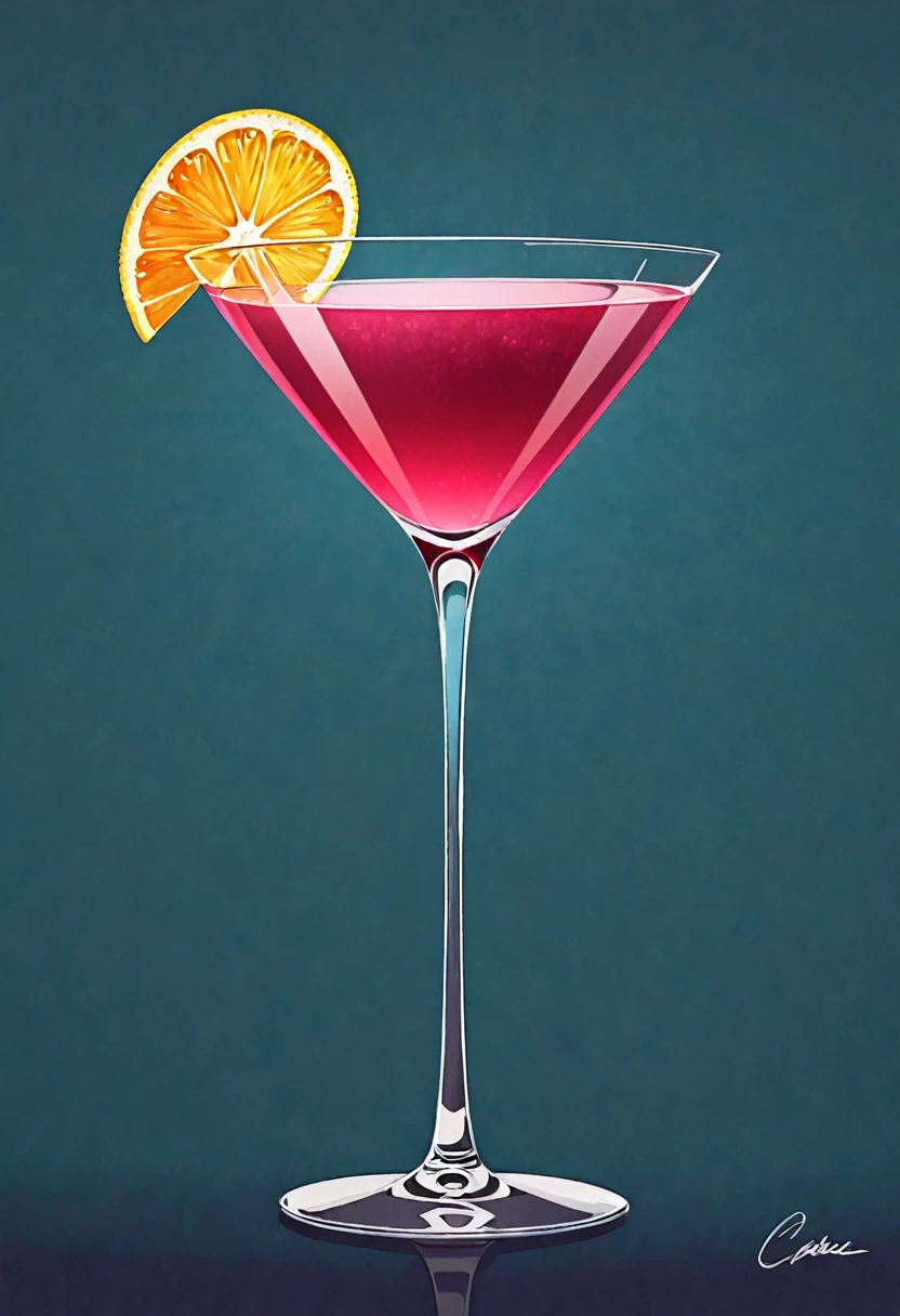 Picture a retro-a glass of Elegant Sophisticated Retro Cosmopolitan cocktail