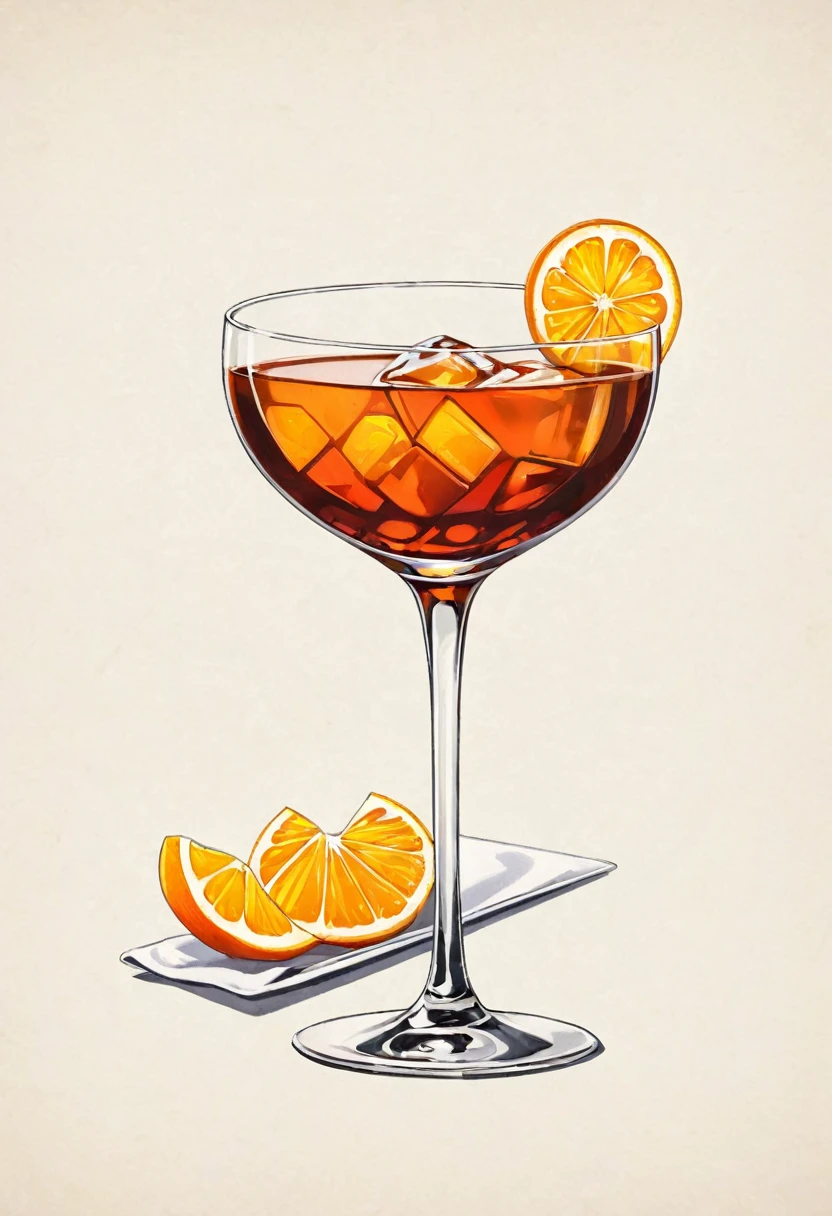 Picture a retro-a glass of Elegant Sophisticated Retro Old Fashioned cocktail