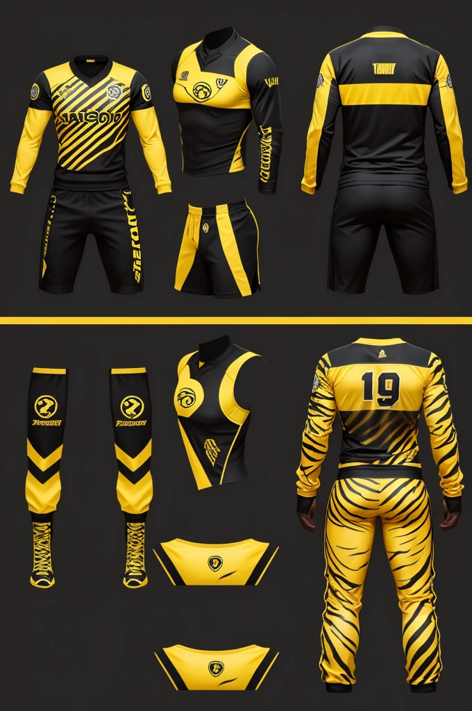 Black and yellow fusion uniform with tiger logo 