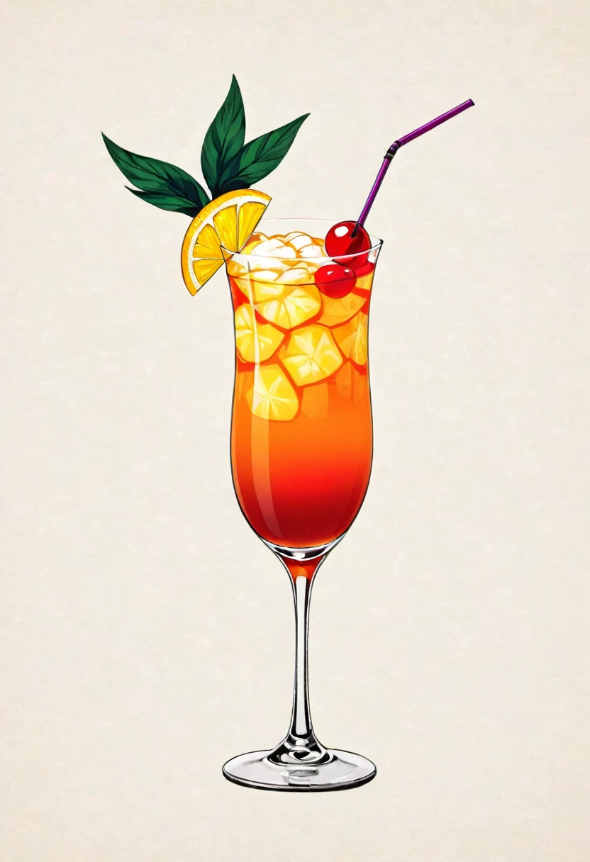 Picture a retro-a glass of Elegant Sophisticated Retro Mai Tai cocktail