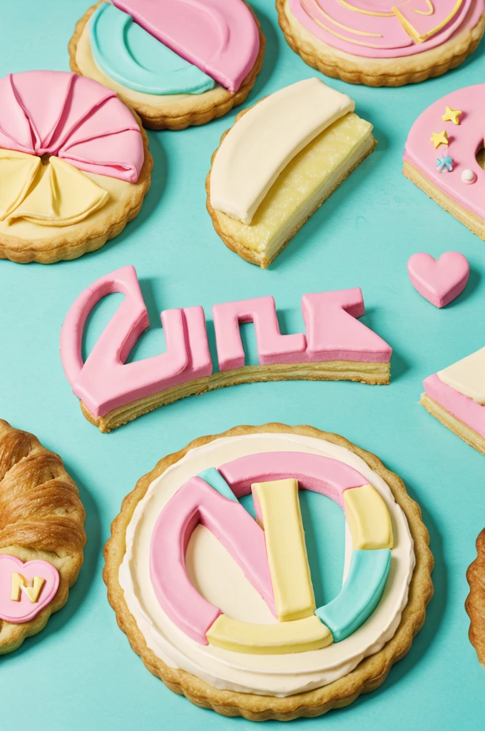 Pastry logo with the letter N with pastel colors 