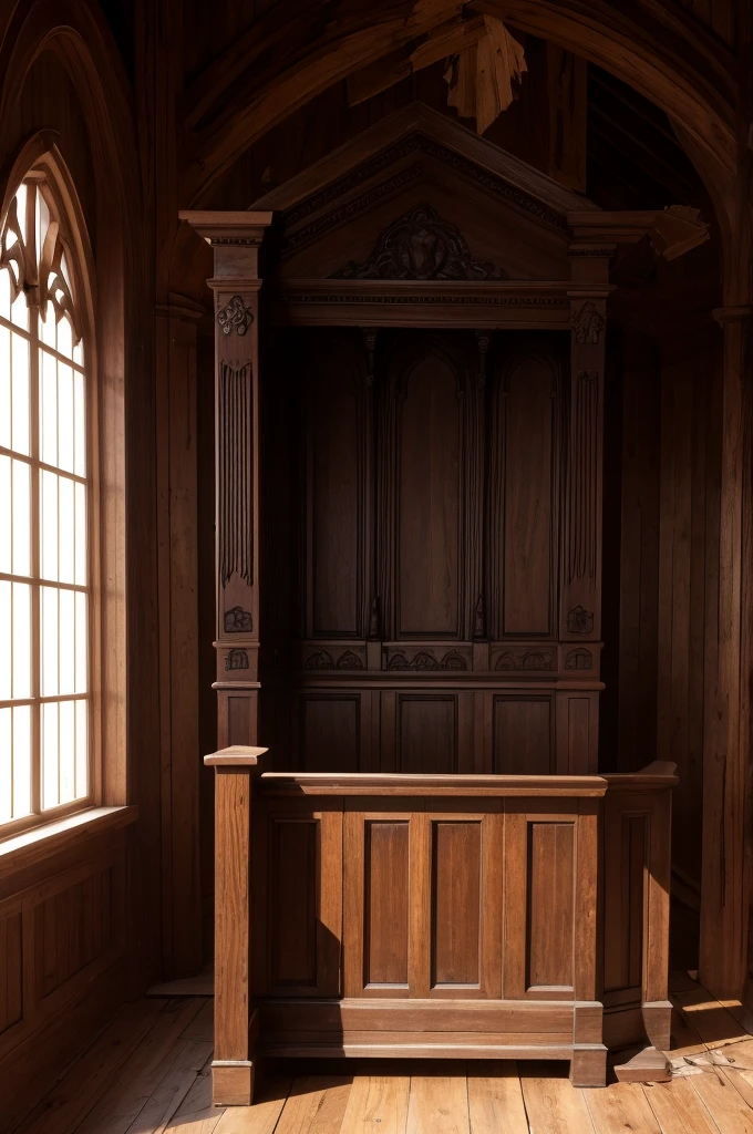 Broken wooden pulpit