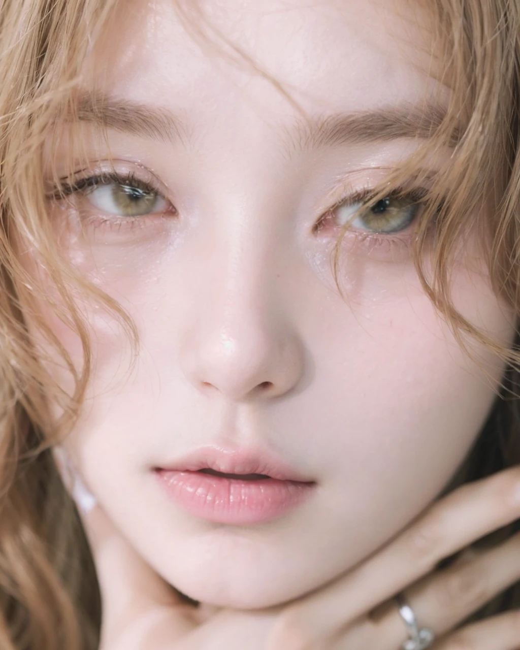 Make your hair light brown with blonde highlights, change your eyes to a lighter brown color with olive tones and define your features.