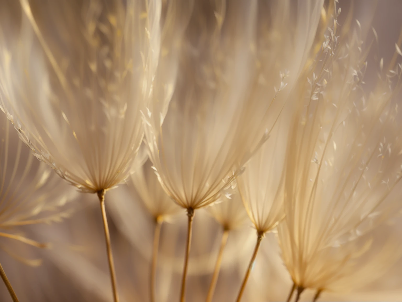 a close up of a bunch of dandelions with a blurry background, soft golden light, golden feathers, glowing dandelion seed storm, softly backlit, hair flies in the wind, smooth and complex, soft and fluffy, dried flower, dandelions, dandelion seeds float, a macro photograph, an ethereal image, dandelion, beautiful soft light, Delicate features