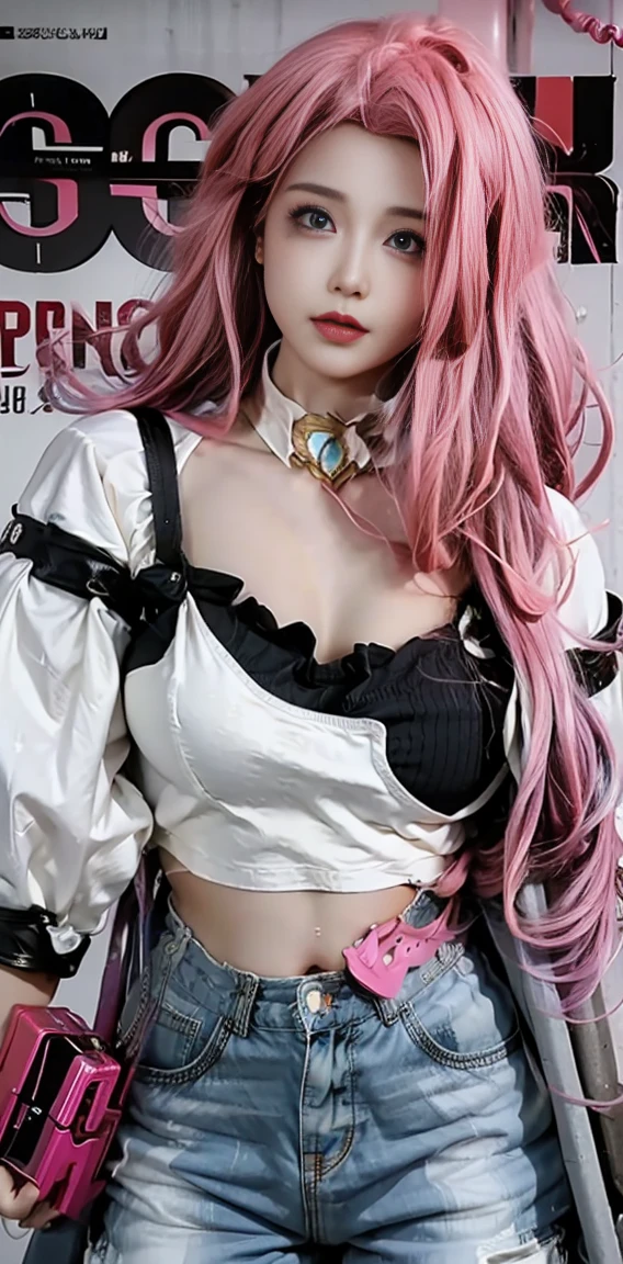 best quality,masterpiece,8k wallpaper,absurdres, highres, ultra detailed, (1 young beautiful girl, solo:1.1),realistic,k/da (league of legends), solo, animal ears,gloves, fox ears, hair ornament, long hair, blonde hair,blue eyes, whisker markings, fingerless gloves, pink hair,multicolored hair,official alternate costume, asymmetrical clothes, makeup, facial mark, hairclip, breasts, skirt, thigh strap, lips, gradient hair, fox tail, single glove,fox tail, (nine-tailed fox (mythological creature):1.3),A fairytale land where magical creatures live and thrive,<lora:Ahri_NOFACE2:1>
BREAK