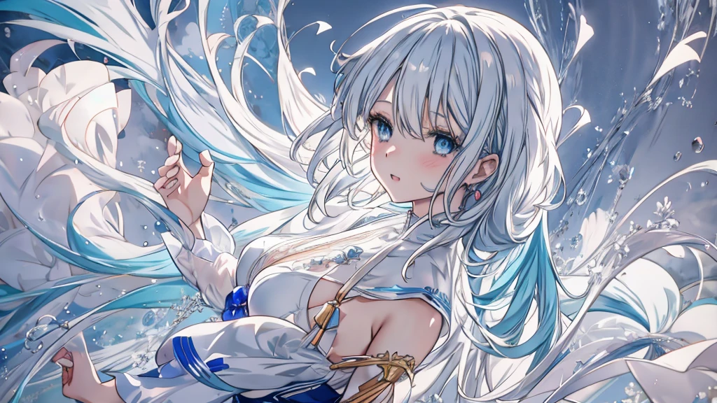 Anime girl with white hair and blue eyes in a white dress, Anime Art Wallpaper 8K, Anime Art Wallpaper 4K, Anime Art Wallpaper 4K, Detailed anime art digital, beautiful fantasy anime, anime fantasy illustration, Beautiful anime artwork, 4K anime style, Anime fantasy artwork, Beautiful anime art, Detailed anime art, Anime Wallpaper 4k, anime wallpapers 4k